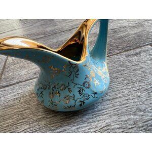 Lusterware Pearl China Cream‎ / Sugar Holder Hand Decorated 22 Kt Gold MCM Aqua